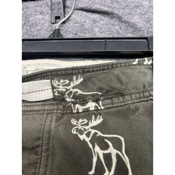 Abercrombie & Fitch Pants Mens Medium Green Moose Print‎ Lounge Vintage All Over - Picture 2 of 7
